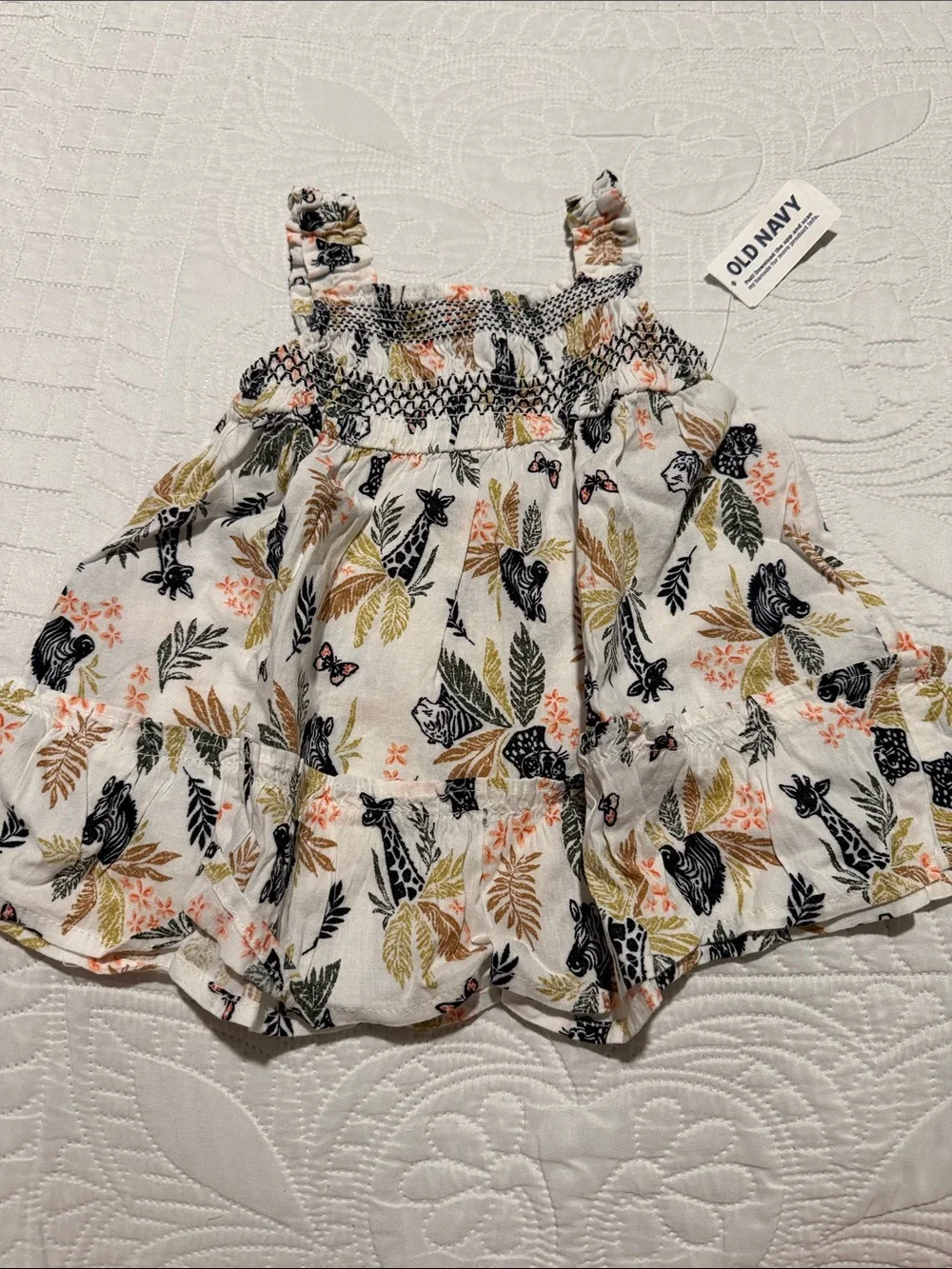 Old Navy White Tropical Animal-Print Girls Sundress Top